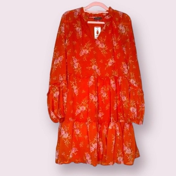 Vince Camuto Orange Floral Dress Women's
LARGE Lightweight Fashion Dress - Picture 2 of 8